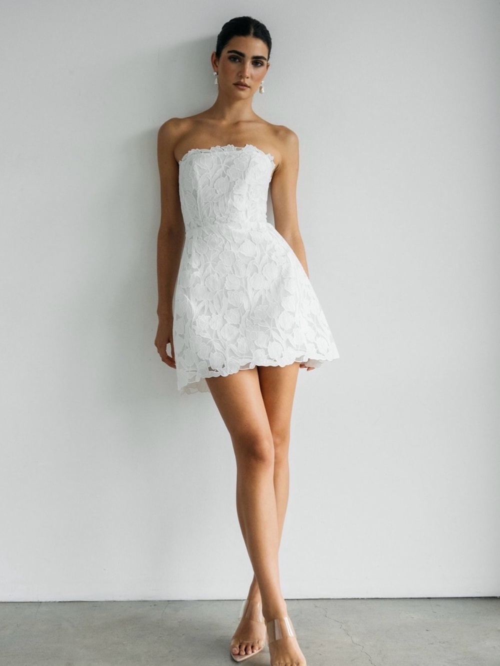 Jenny Yoo Amanda White Floral Lace Mini Dress